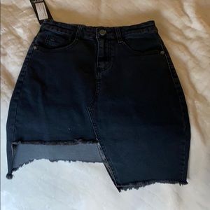 Nasty Gal Asymmetrical black Jeans Skirt Size 2